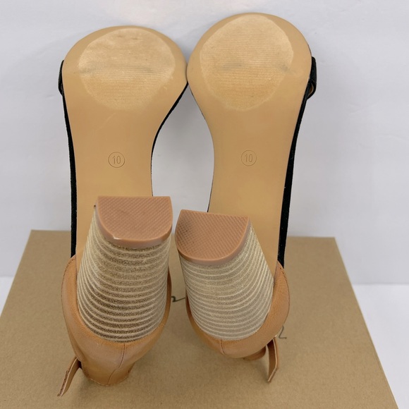 VINTAGE HAVANA, BLACK & TAN OPEN TOE MIDTOP, ADJUSTABLE ANKLE LOOP WITH BUCKLE - Picture 9 of 14